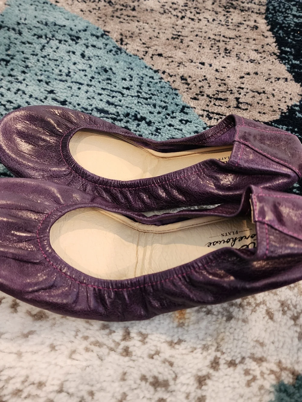 The Storehouse Flats Leather Ballet Vintage Purple Oiled Tanned Foldable Women 8